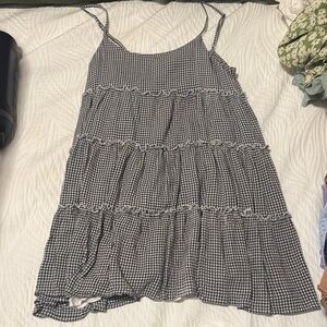 Black and White Gingham Tiered Dress